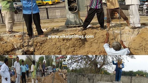 Bhimraao Ambedkar Baba Saheb's statue placed circle Collectorate Road Construction Sawai Madhopur Jai Bhim