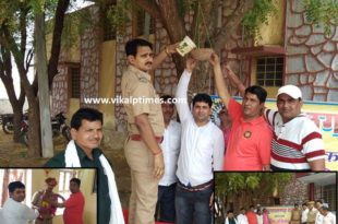 Wazirpur Police hanging water pot for birds occasion Rajasthan police Day Foundation day