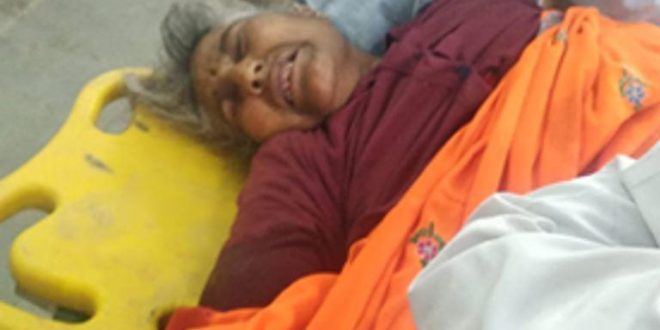 Elderly injured seriously train