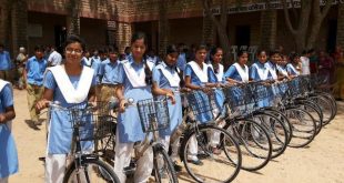 Bicycle distributed girl students