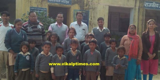 Sweaters distributed to needy students in a school