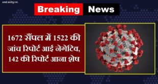 Corona suspect report of 1672 in 1522 samples came negative sawai madhopur