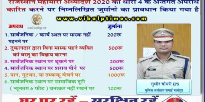 Fines for not following rules by Sawai Madhopur police