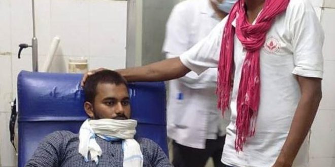 Blood donation injured woman road accident