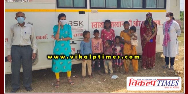 Children's teeth treated by mobile dental van in sawai madhopur