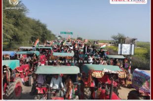 Congress farmer outrage tractor rally in Sawai madhopur