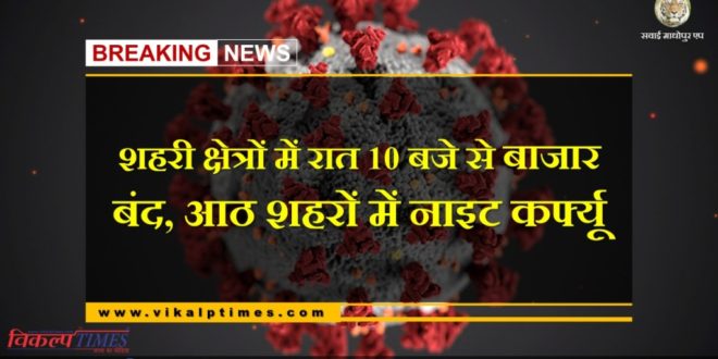 Corona virus new guidelines, night curfew in eight cities in rajasthan