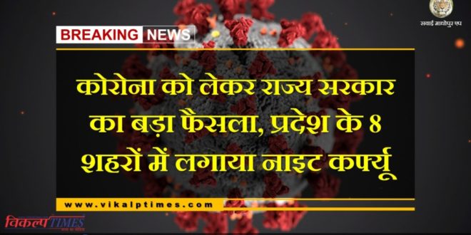 Night curfew imposed in 8 cities in rajasthan