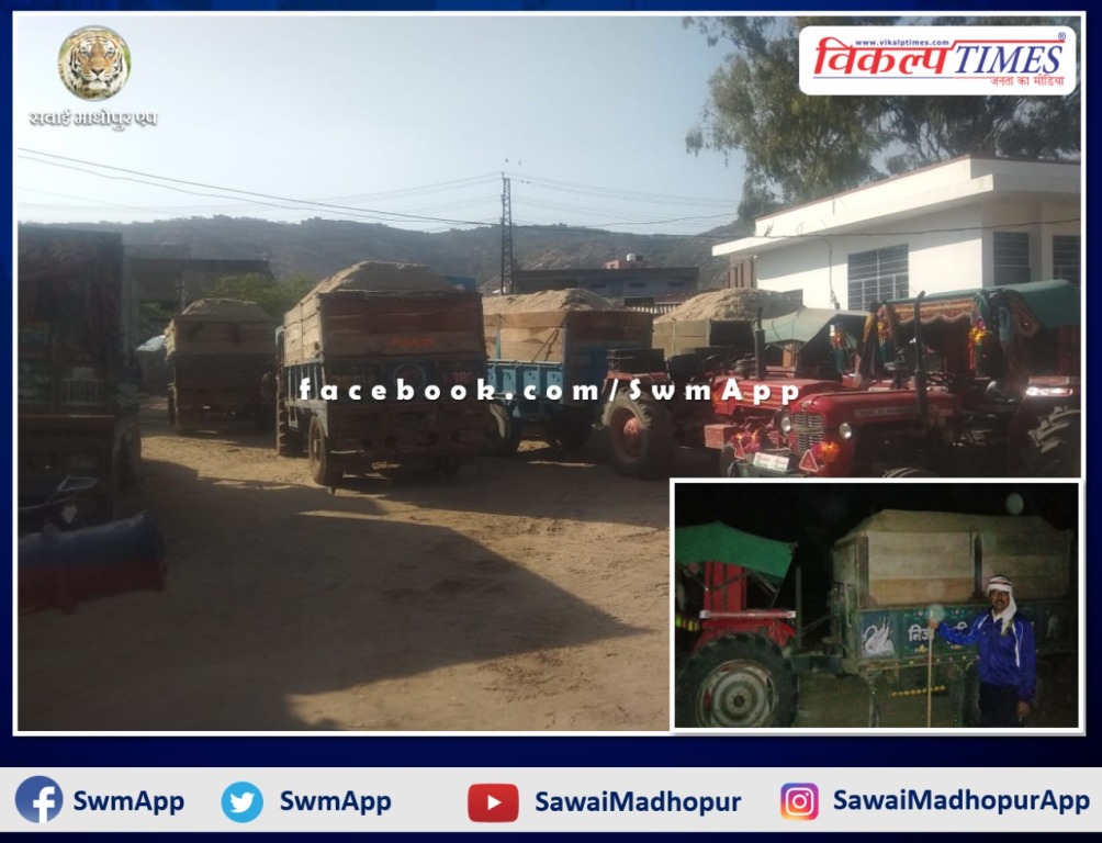 Police seized 14 tractor-trolleys loaded with illegal gravel and one accused arrested in Sawai madhopur