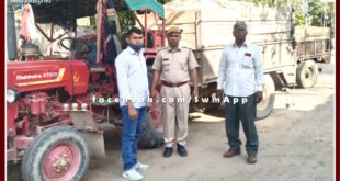 Police seized three tractor-trolleys filled with illegal gravel in sawai madhopur