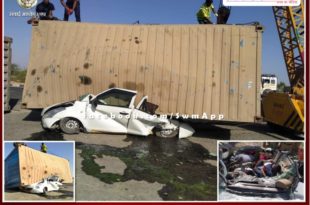 A container full of marble fell on a car in Pali, four people died in an accident