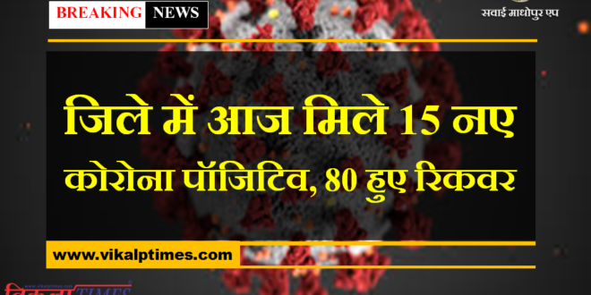 15 new corona positives found, 80 recovered in sawai madhopur today