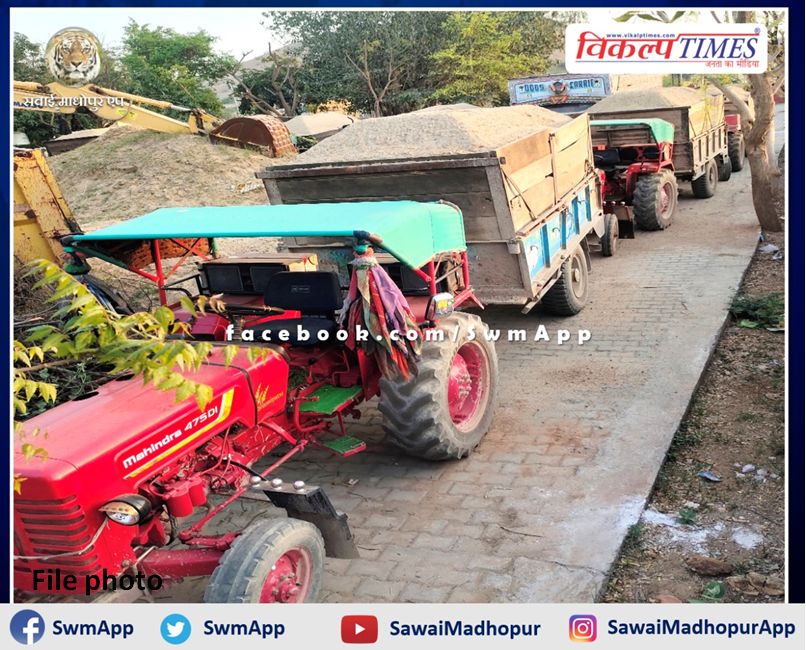 Police seized 6 tractor-trolleys filled with illegal gravel transport in sawai madhopur