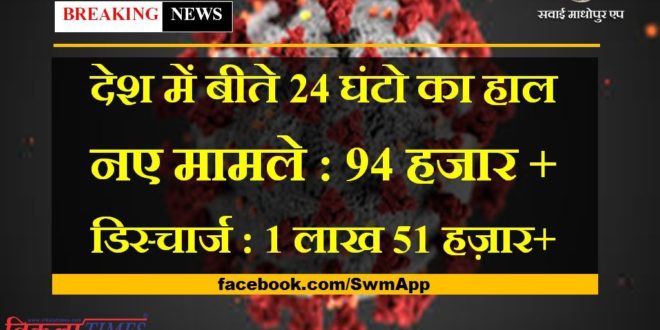 corona updates in india in last 24 hours new corona cases more than 94 thousand and discharge more than 1 lakh 51 thousand