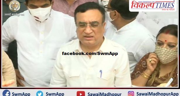 Ajay Maken interacts with media after PCC meeting in rajasthan