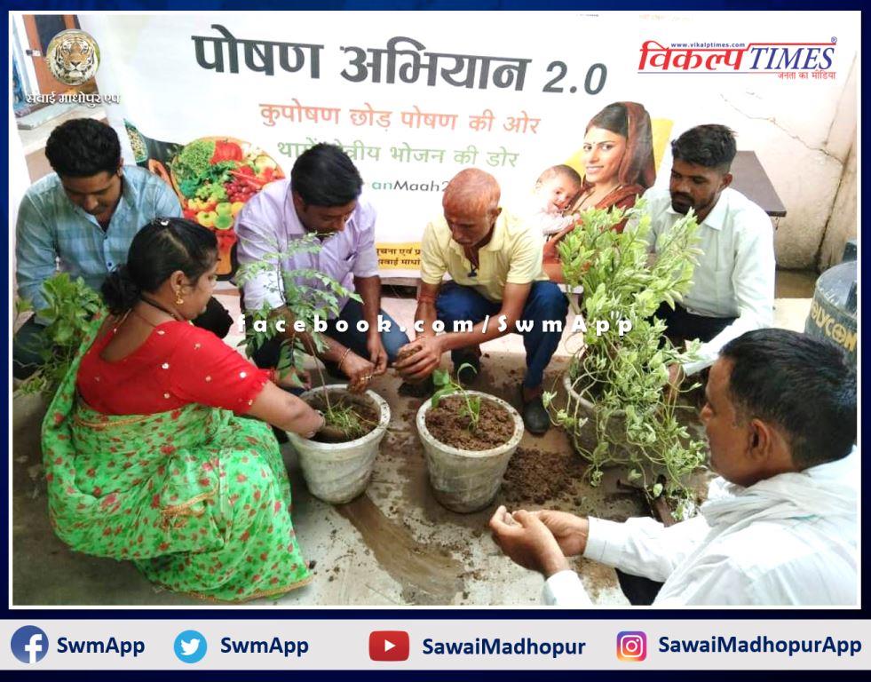 Plantation done under the nutrition month campaign in sawai madhopur