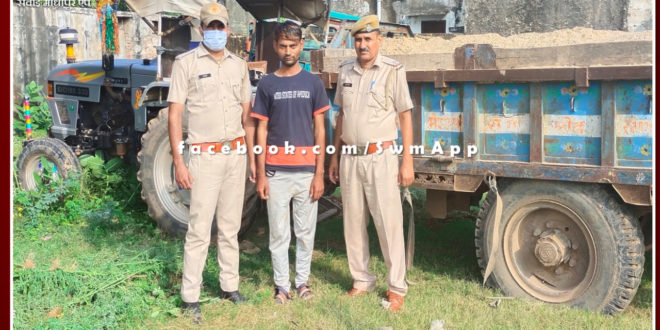 Police seized tractor trolley filled with illegal gravel and driver arrested