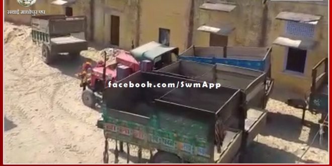 Police confiscated 2 tractor-trolleys while transporting illegal gravel in sawai madhopur