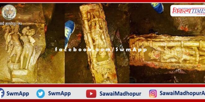 Ancient sculptures found in the excavation of the foundation of the house in Piloda village sawai madhopur