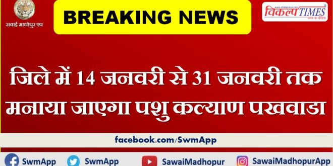 Animal Welfare Fortnight will be celebrated in the sawai madhopur from January 14 to January 31