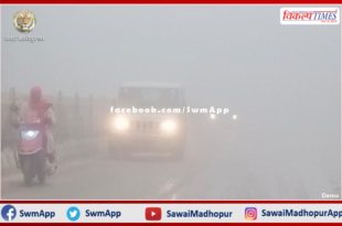 Dense fog shadowing the district headquarters In sawai madhopur