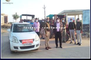 Police seized two tractor-trolleys filled with illegal gravel at khandar in sawai madhopur