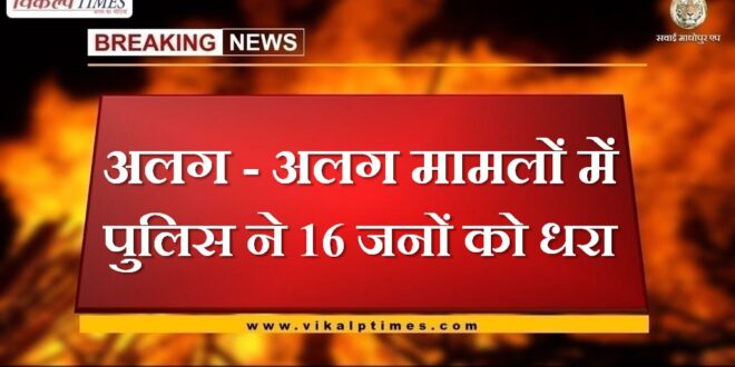 Police arrested 16 people in different cases in sawai madhopur