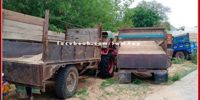 Police baton on illegal gravel transport in malarna dungar sawai madhopur