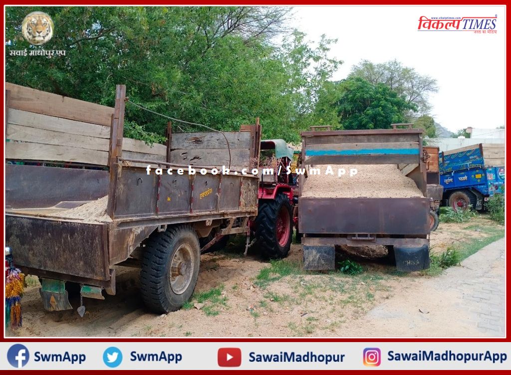 Police baton on illegal gravel transport in malarna dungar sawai madhopur