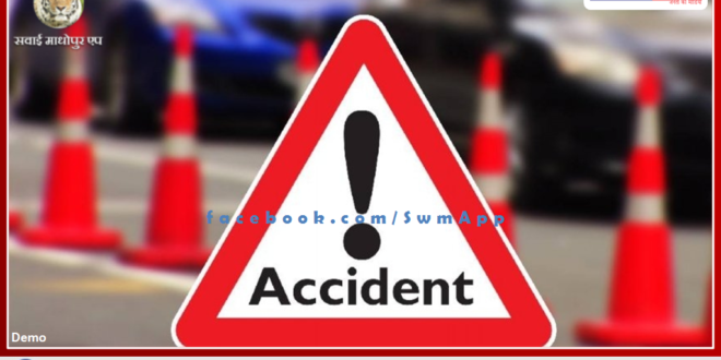 Road accident caused the death of a bike rider on the spot in sawai madhopur
