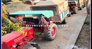 Seized 5 tractor trolleys transporting illegal gravel in malarna dungar sawai madhopur