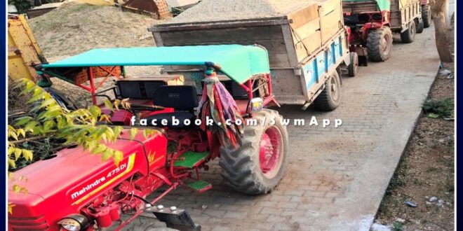 Seized 5 tractor trolleys transporting illegal gravel in malarna dungar sawai madhopur