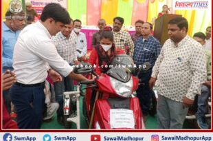 Scooty for 34 specially abled people for mobility in study and employment in sawai madhopur