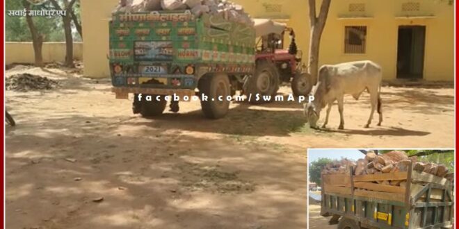 Seized two tractor-trolleys overloaded with illegal stones in bonliSeized two tractor-trolleys overloaded with illegal stones in bonli