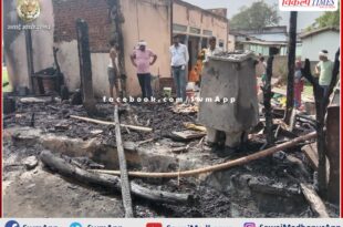 A massive fire broke out in Sukar village of Bamanwas sawai madhopur