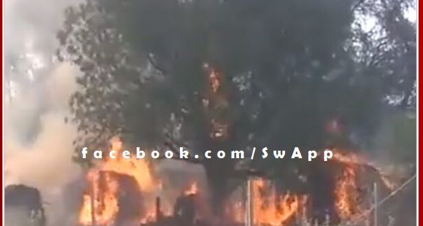 Fire broke out in thatched house due to breaking of high-tension line in sawai madhopur