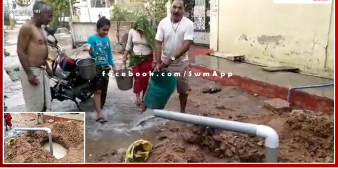 water flowing in vein on the road due to negligence of water supply department in sawai madhpur