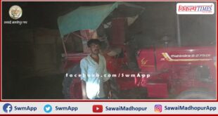 The driver was arrested after confiscating a tractor-trolley filled with illegal gravel in sawai madhopur