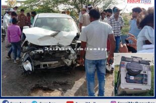 Collision between Bolero and car in sawai madhopur