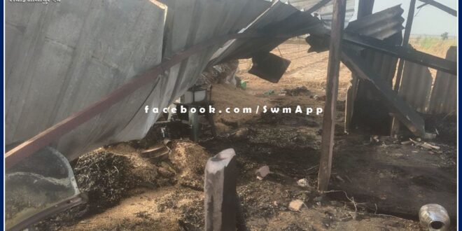 Fire in thatched house in Peelukheda village in sawai madhopur