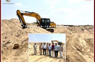 Sawai Madhopur District Aadministration Seized a LNT machine while illegal gravel mining in chauth ka barwara