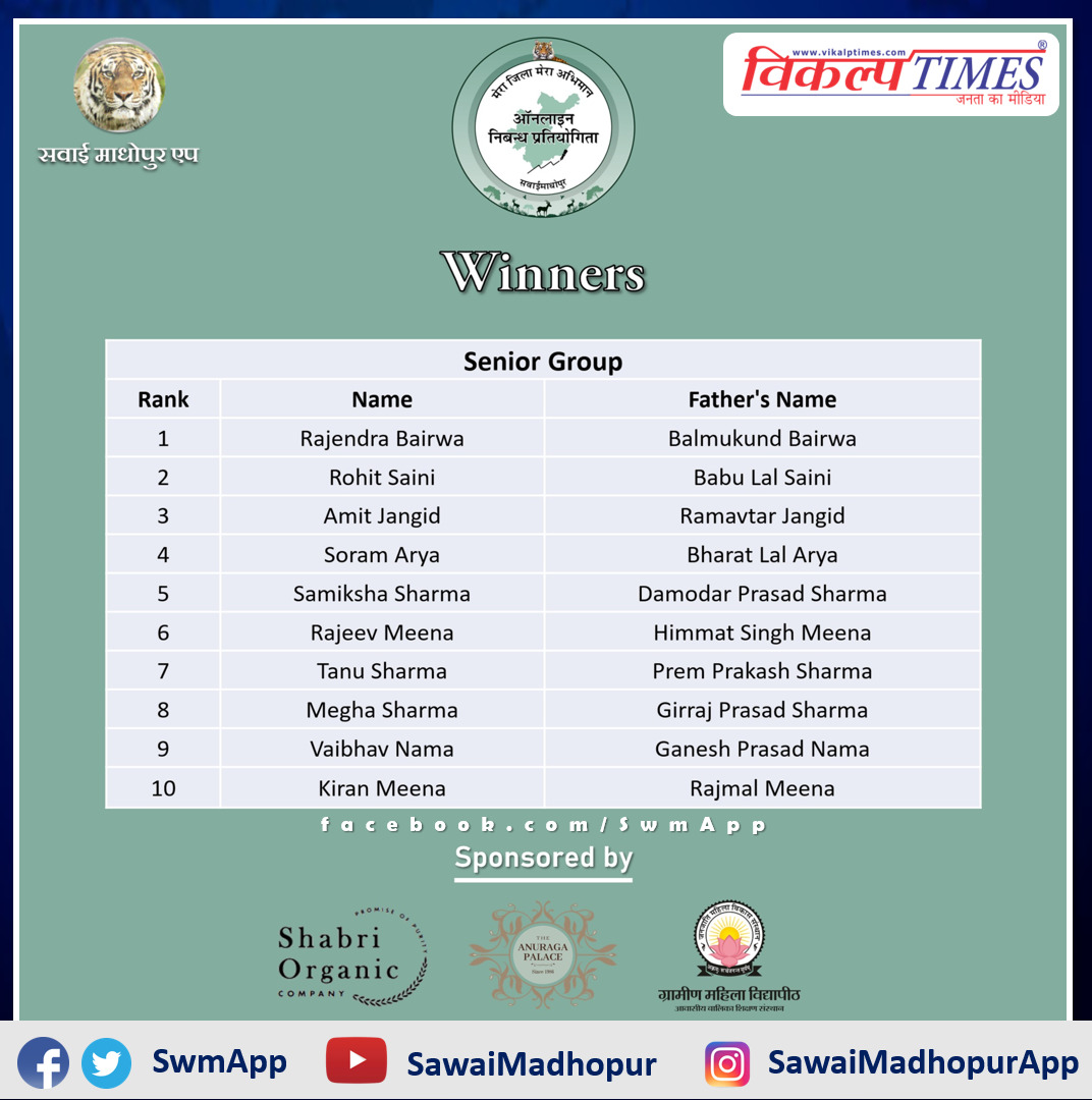 Senior Group Winners Result Online Essay Competition