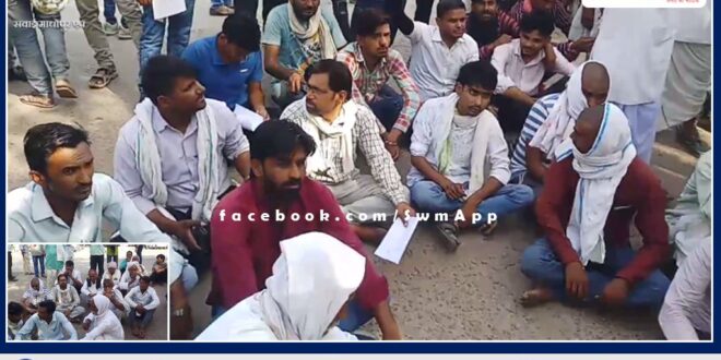 Villagers protest demanding fair investigation of Mehndi Meena murder case in sawai madhopur