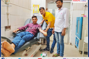publicity minister of Yog Seva Dal donated blood for the third time, message of beti bachao in sawai madhopur