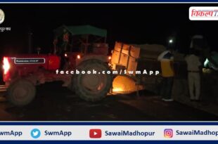 A tractor-trolley confiscated while transporting illegal gravel in khandar