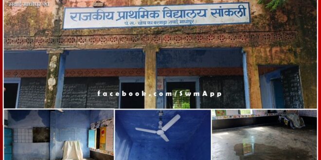 Broken strips of the building of Government Primary School Sankli sawai madhopur