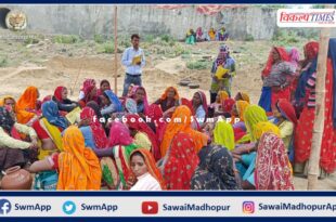 Information about child protection and rights given to people in Madhosinghpura village