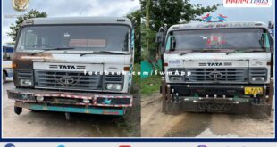 Gravel Filled overloaded 2 trailer seize in sawai madhopur