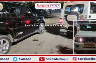 Drunk driver hit a parked car in sawai madhopur