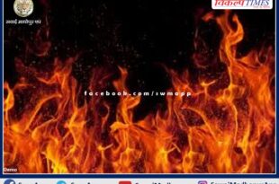 Fierce fire broke out in an E-Mitra shop in Bonli Bapui village
